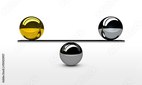 Fototapeta Naklejka Na Ścianę i Meble -  Balancing Gold Silver Balls Concept