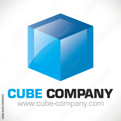 logo cube business concept création entreprise bleu