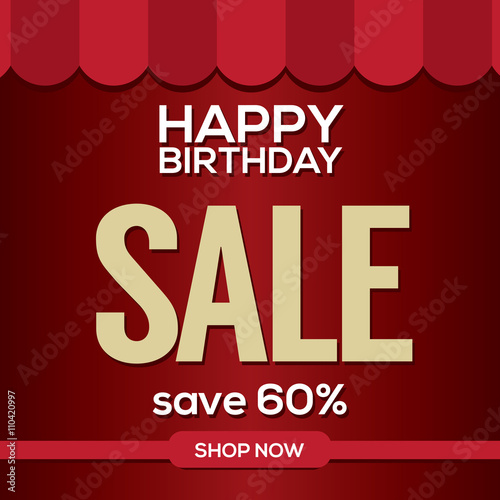 Wallpaper Mural Happy Birthday Sale Banner Vector Illustration. Torontodigital.ca