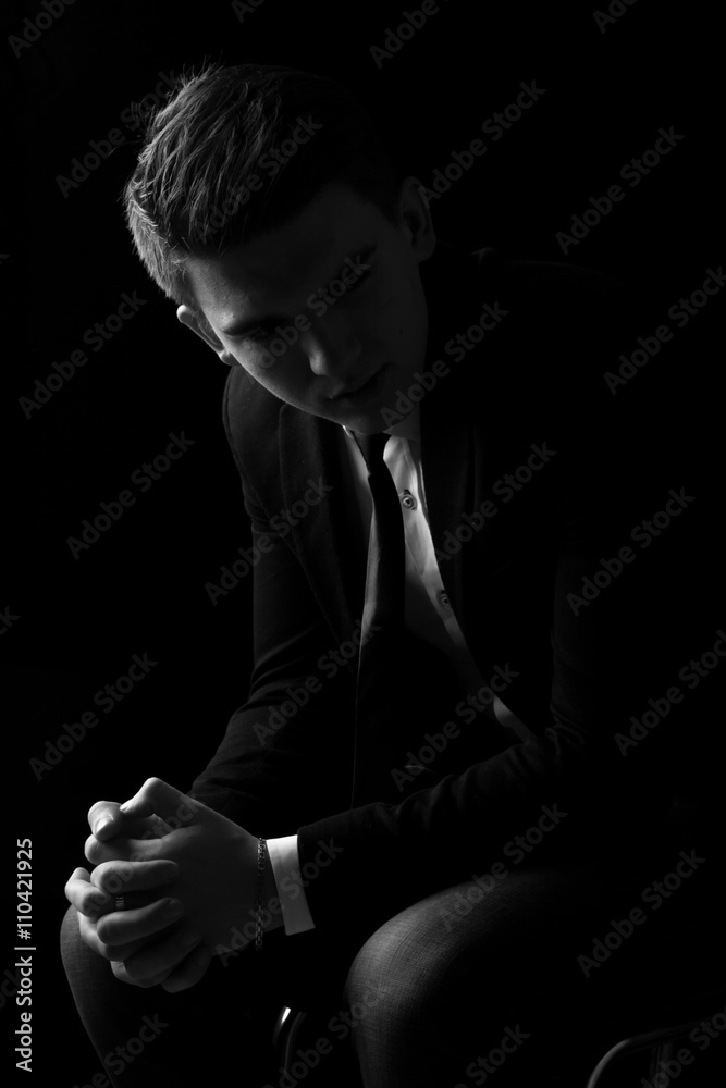 Classic male portrait on black background Classic male portrait on black background