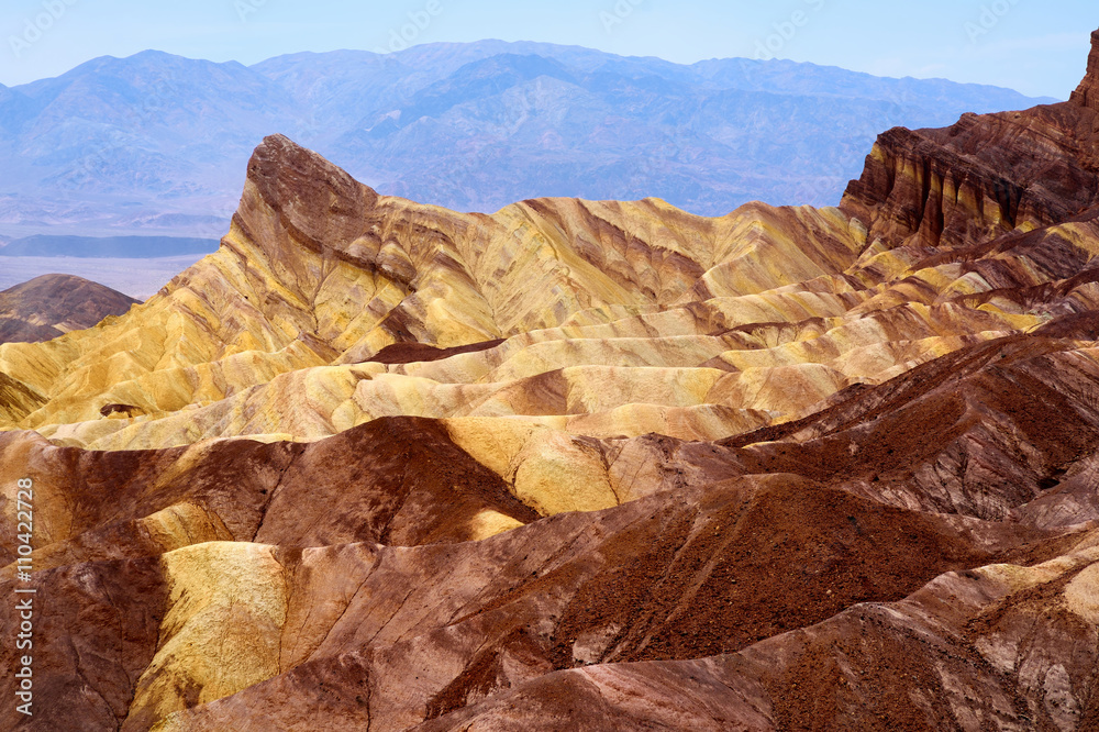 Stunning view of famous Zabriskie Point in Death Valley National Park