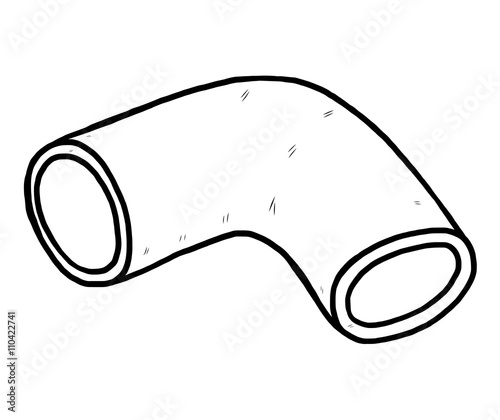 elbow pipe / cartoon vector and illustration, black and white, hand drawn, sketch style, isolated on white background.