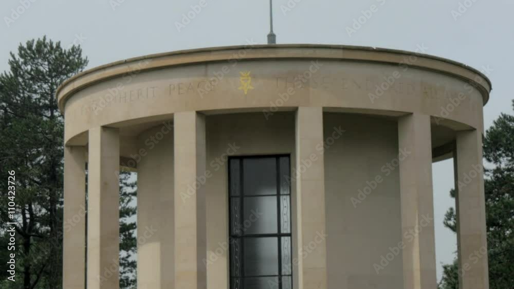 One of the main building inside the cemetery. The cylinder shaped building found inside the Normandy Cemetery One of the main building inside the cemetery. The cylinder shaped building found inside the Normandy Cemetery