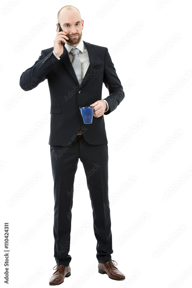 Full length business man talking on the phone Full length business man talking on the phone