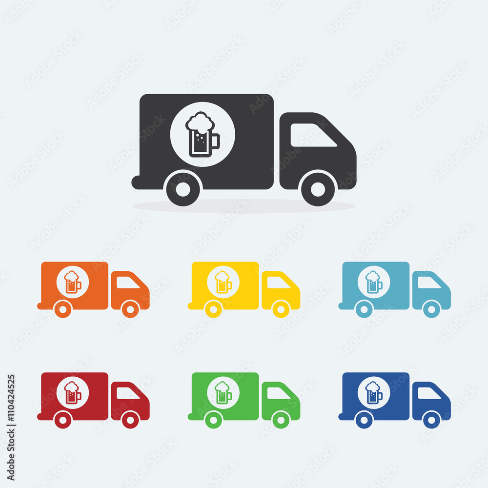 Beer Delivery truck. Beer and brewery icon. beverage design concept