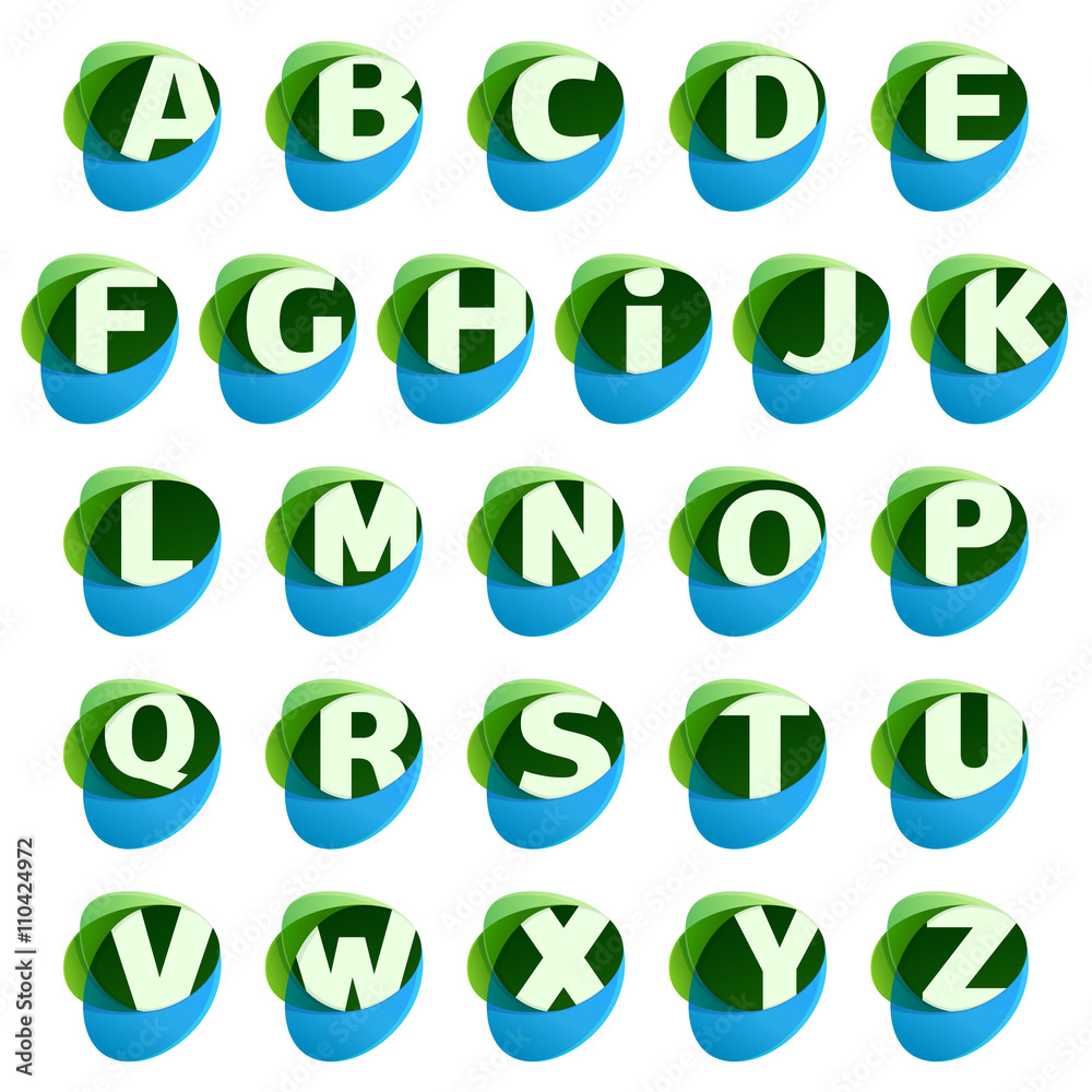 Eco letters with leaves and blue drops. Eco letters with leaves and blue drops.
