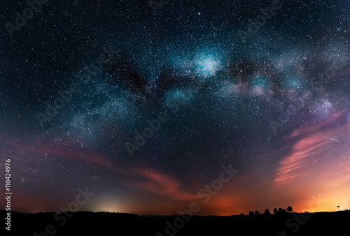 Milky Way galaxy and night sky with stars photo
