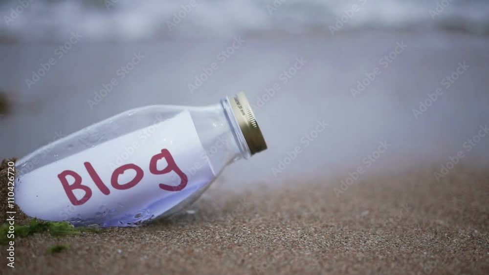 blog written on paper in bottle