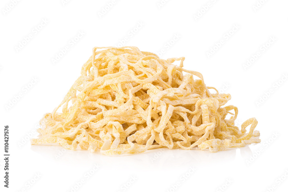 Egg noodles on a white background Egg noodles on a white background