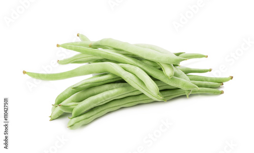 Green beans handful isolated on white background