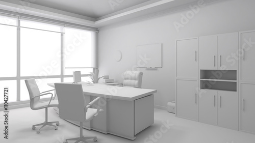 3D Interior rendering of an office