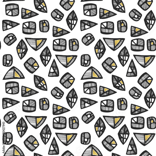 Tribal seamless pattern - black and white seamless pattern.Vector illustration. Geometric print. ethnic hipster backdrop. hand drawn