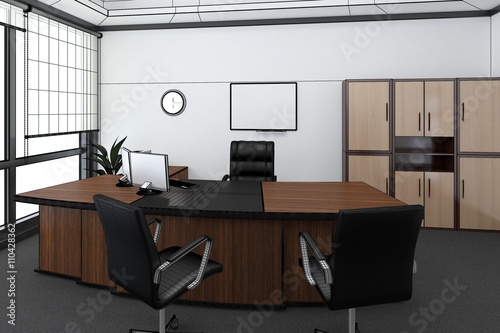 3D Interior rendering of an office
