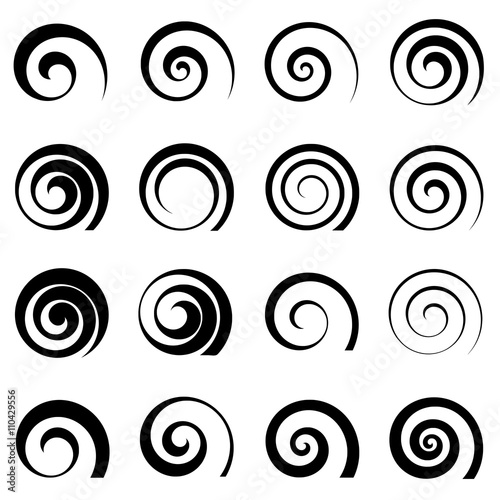 A set of swirl spiral elements, isolated vector graphic photo