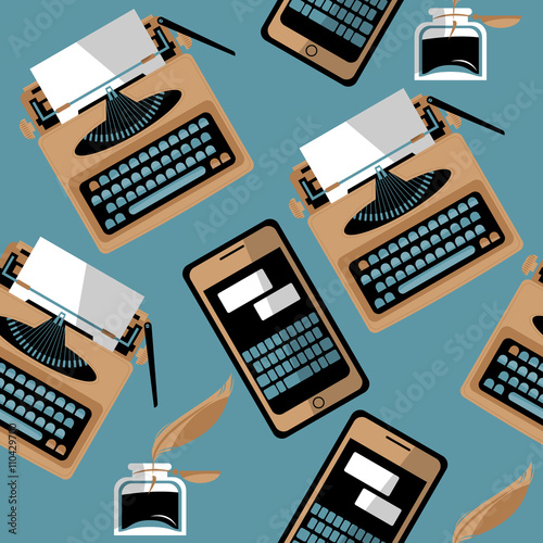 Set of editor tools. Seamless background pattern.