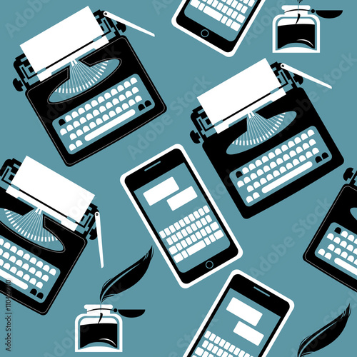 Set of editor tools. Seamless background pattern.