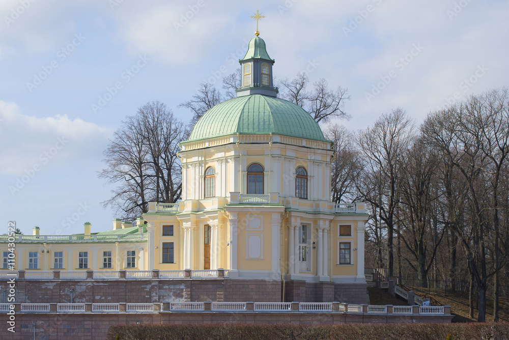 Church-pavilion of Menshikov's, Great Palace close-up. Oranienbaum, Russia