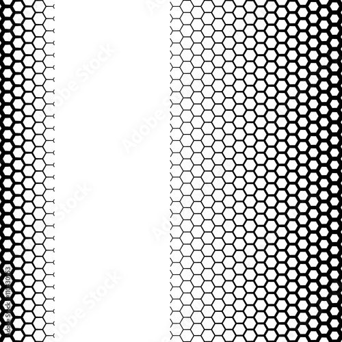 Background with gradient of black and white hexagons