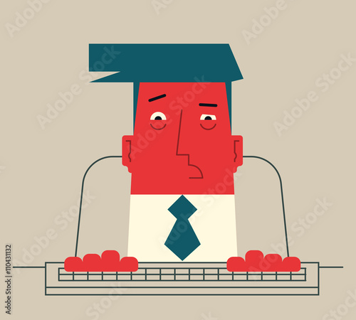 What the hell? Surprised businessman sitting in front of PC (PC monitor point of view).