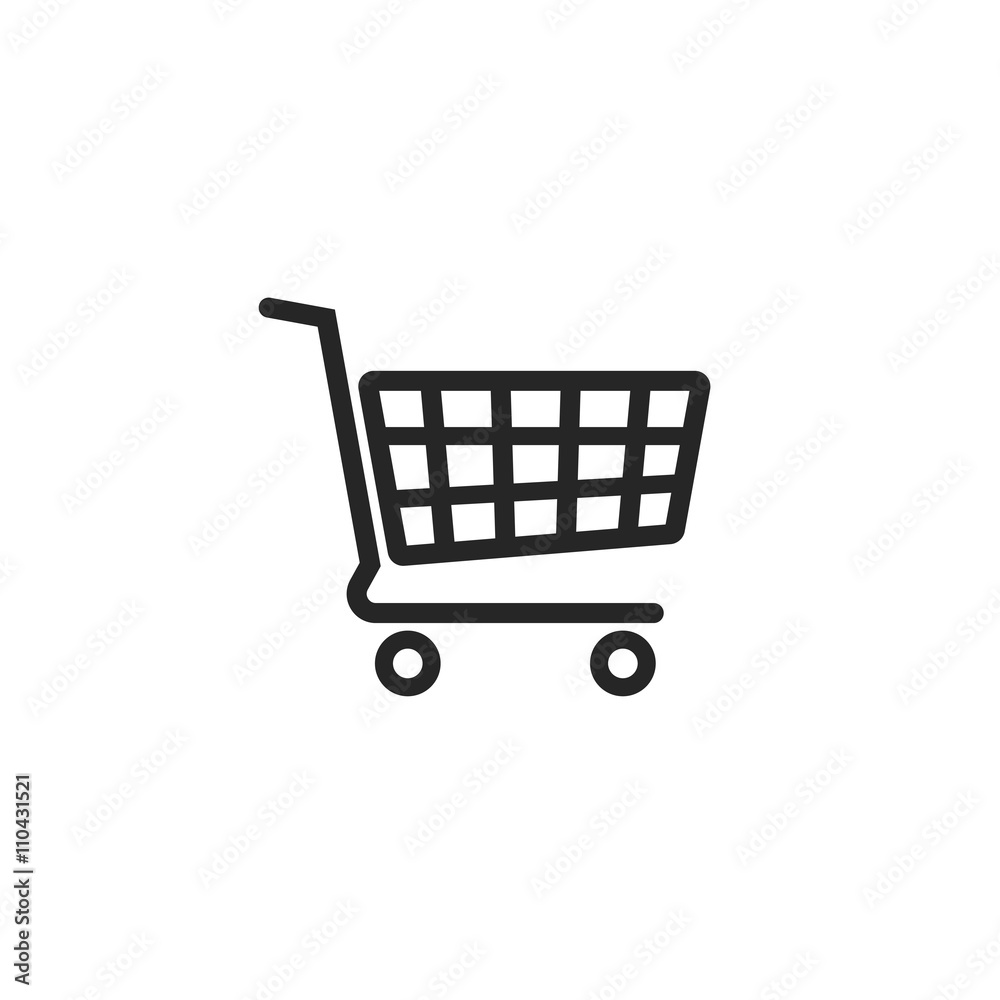 Shopping cart vector icon, supermarket trolley pictogram, flat simple  outline sign design, linear thin line illustration isolated on white  background Stock Vector | Adobe Stock