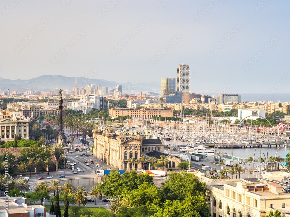 Barcelona harbor and skyline