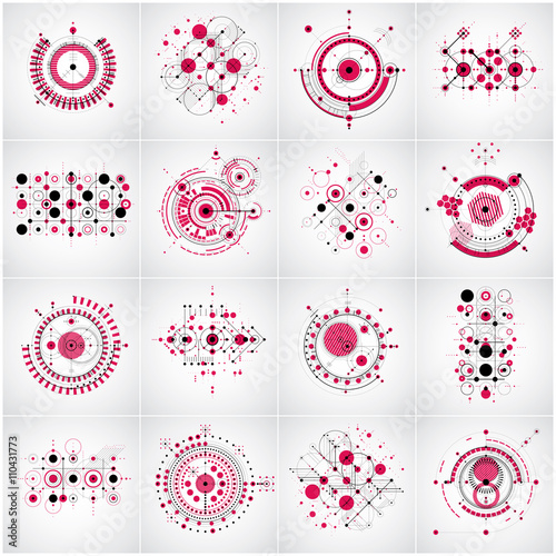 Set of vector abstract backgrounds created in Bauhaus retro
