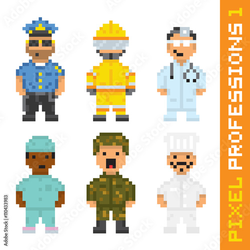 Pixel art style professions vector set 1 © dmitriylo