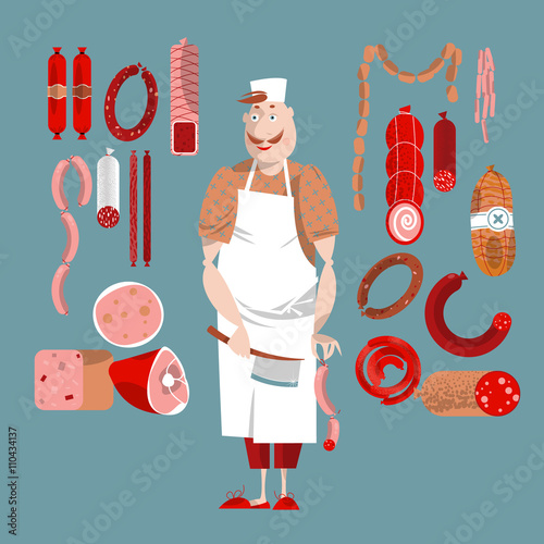 Meat market. Various delicatessen. Butcher.