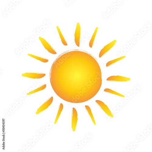 Sun hand drawn logo. Vector design
