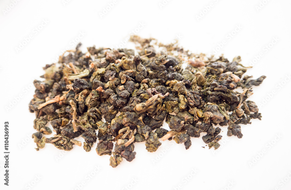 Tea leaves on isolated background Tea leaves on isolated background