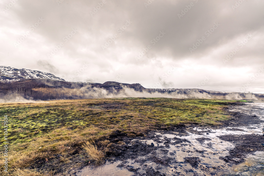 Steamy fields in iceland