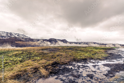 Steamy fields in iceland