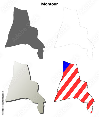 Montour County, Pennsylvania outline map set photo