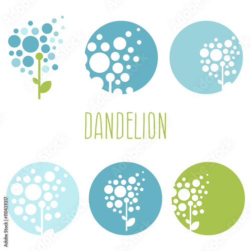 Set of concept abstract logo dandelions. Vector illustration