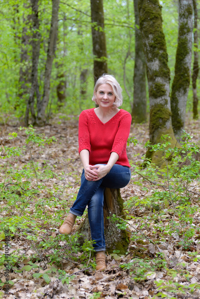 Blonde in a red pullover Blonde in a red pullover