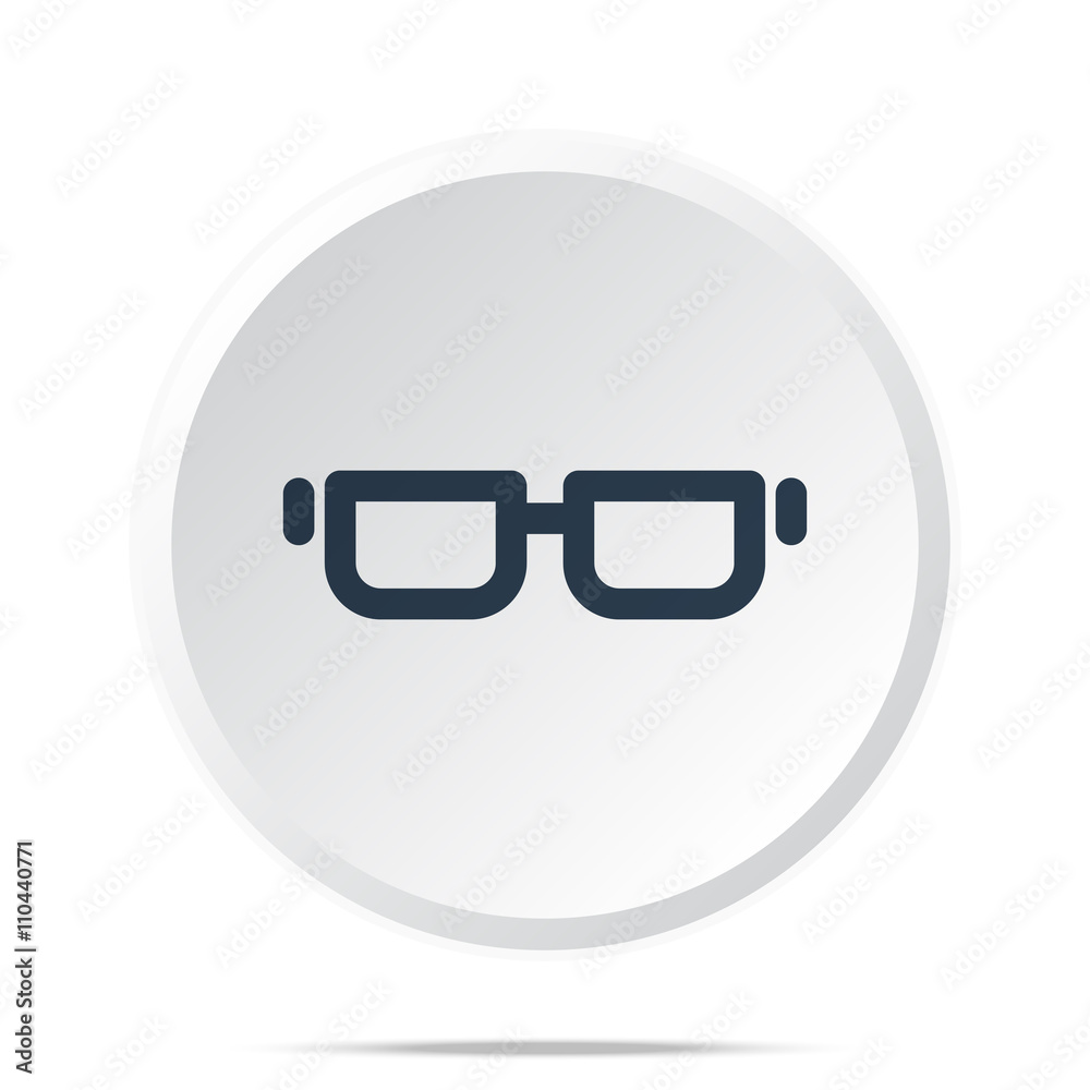 Black Glasses icon on white web button Black Glasses icon on white web button