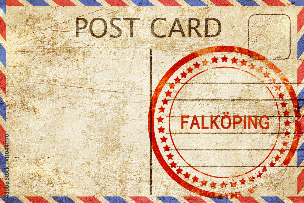 Fototapeta premium Falkoping, vintage postcard with a rough rubber stamp