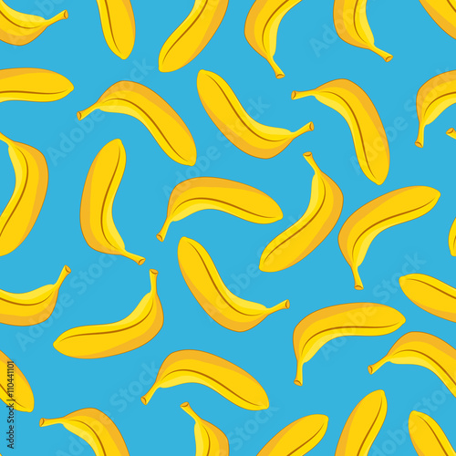 Banana seamless pattern blue background