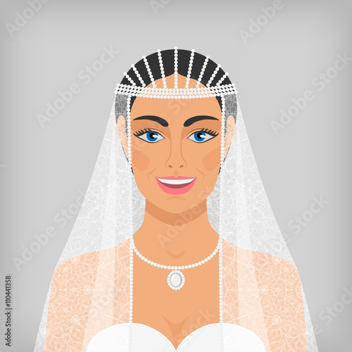 beautiful smiling bride in veil