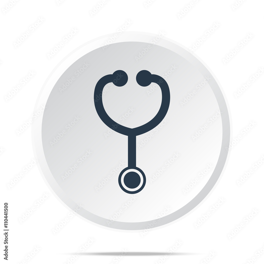 Black Stethoscope icon on white web button Black Stethoscope icon on white web button