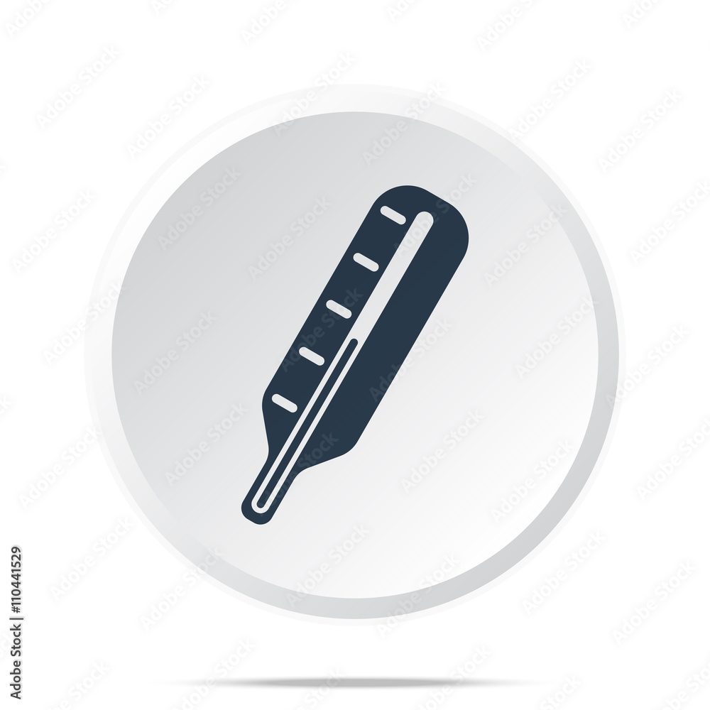 Black Thermometer icon on white web button Black Thermometer icon on white web button
