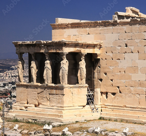 The caryatid porch of the erechtheion, athens, greece