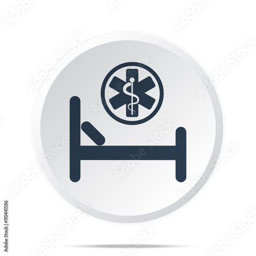 Black Hospital Bed icon on white web button