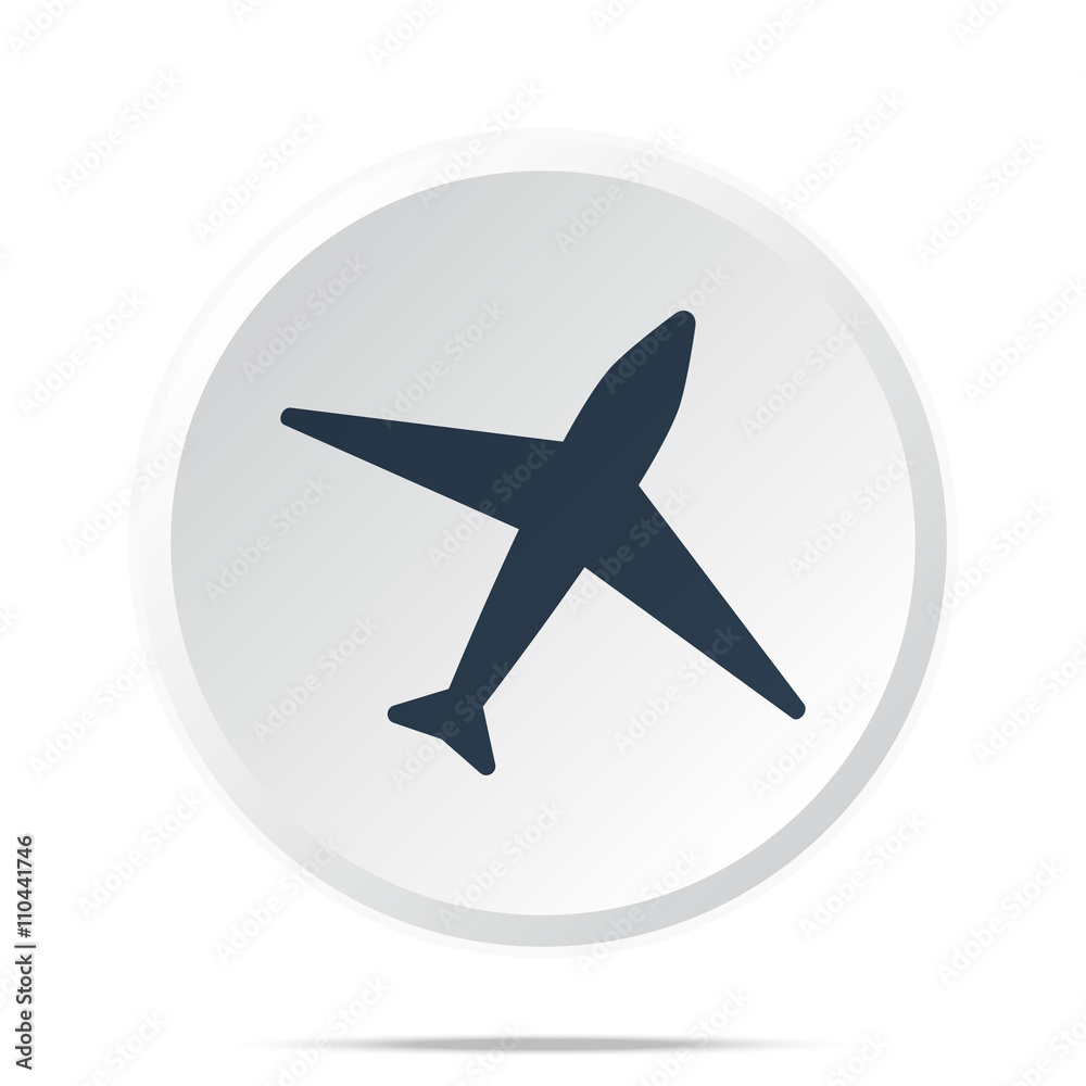 Black Airplane icon on white web button