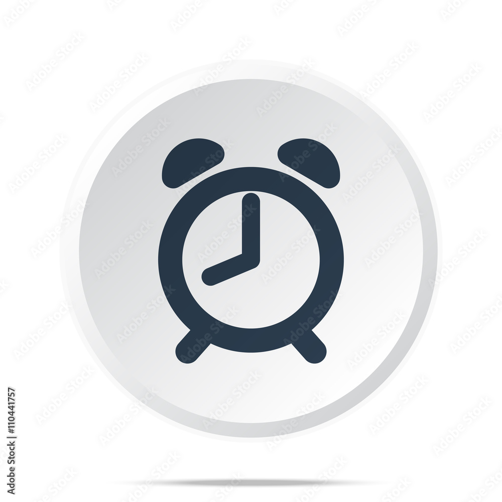 Black Alarm Clock icon on white web button Black Alarm Clock icon on white web button