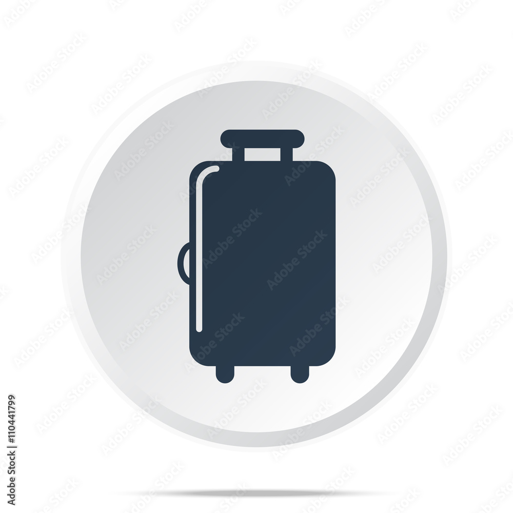 Black Luggage icon on white web button