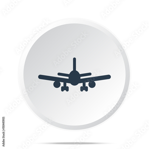 Black Airplane icon on white web button