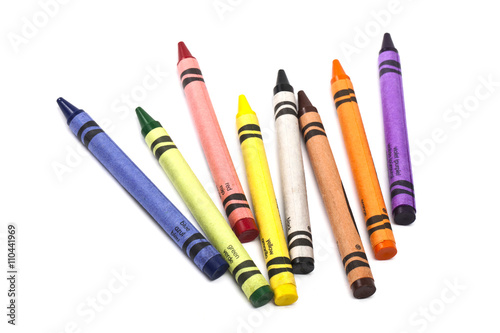 image of wax crayons over white background. photo