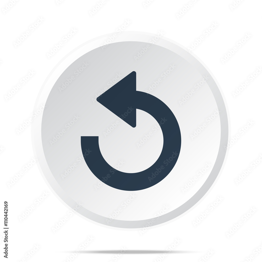 Black Undo icon on white web button Black Undo icon on white web button