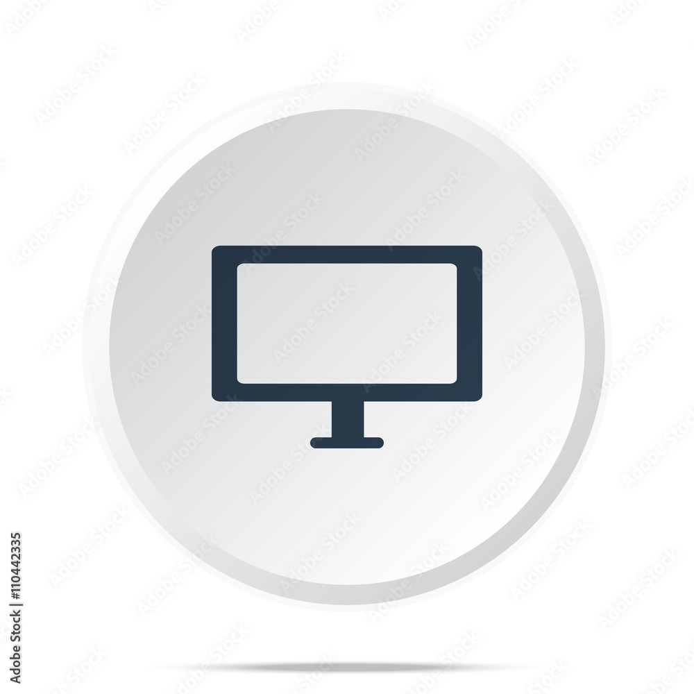 Black Computer Screen icon on white web button Black Computer Screen icon on white web button
